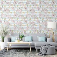 Load image into Gallery viewer, Stripes and Flowers Peel & Stick Wallpaper N04299