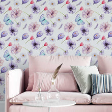 Load image into Gallery viewer, Lilac Flowers Watercolor Peel & Stick Wallpaper N05043