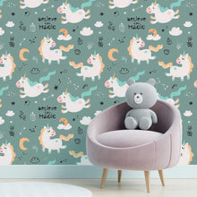 Load image into Gallery viewer, Believe in Magic Unicorns Peel & Stick Wallpaper N05045
