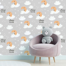 Load image into Gallery viewer, Moon Clouds and Stars Gray Peel & Stick Wallpaper N05049