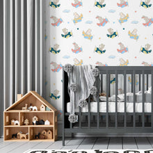 Load image into Gallery viewer, Airplane Bear and Bunny Peel & Stick Wallpaper N05062