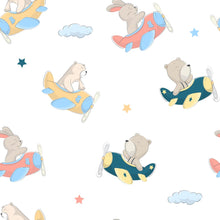 Load image into Gallery viewer, Airplane Bear and Bunny Peel & Stick Wallpaper N05062