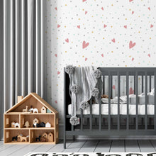 Load image into Gallery viewer, Hearts and Colorful Dots Peel & Stick Wallpaper N05079