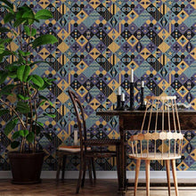 Load image into Gallery viewer, Purple and Yellow Tile Retro Peel & Stick Wallpaper N05102