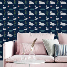 Load image into Gallery viewer, Swan Blue Lake Peel & Stick Wallpaper N05121