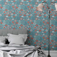 Load image into Gallery viewer, Blue and Red Floral Peel & Stick Wallpaper N05126