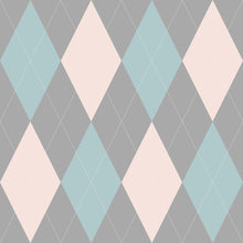 Load image into Gallery viewer, Pink Blue Plaid Argyle Sweater Peel & Stick Wallpaper N05201