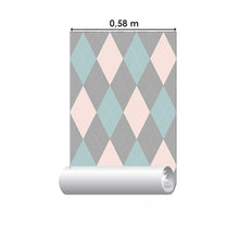 Load image into Gallery viewer, Pink Blue Plaid Argyle Sweater Peel & Stick Wallpaper N05201