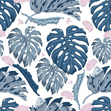 Load image into Gallery viewer, Leaves White Blue Peel & Stick Wallpaper N05207
