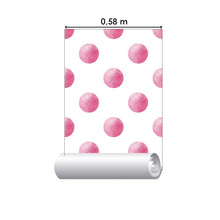 Load image into Gallery viewer, Polka Dots Watercolor Pink and White Peel & Stick Wallpaper N06010