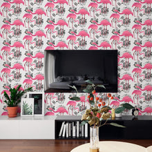 Load image into Gallery viewer, Flamingos Geometric Peel & Stick Wallpaper N06035