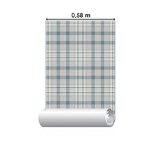 Load image into Gallery viewer, Cream and Blue Plaid Peel & Stick Wallpaper N06038