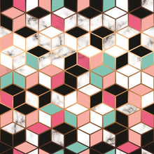 Load image into Gallery viewer, Graphic Pink Cubes Marble Peel & Stick Wallpaper N06056