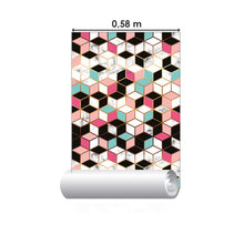 Load image into Gallery viewer, Graphic Pink Cubes Marble Peel & Stick Wallpaper N06056