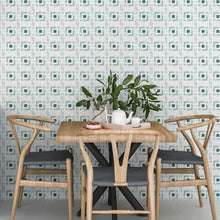 Load image into Gallery viewer, Geometric Blue and Gray Peel & Stick Wallpaper N06079
