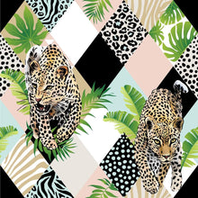 Load image into Gallery viewer, Tropical Patchwork Jaguar Peel & Stick Wallpaper N06081