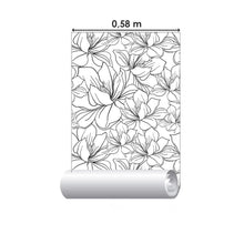Load image into Gallery viewer, Floral Lines White and Black Peel & Stick Wallpaper N06096