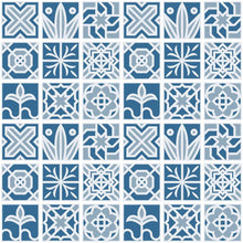 Load image into Gallery viewer, Tile Geometric Blue Peel & Stick Wallpaper N06111