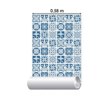 Load image into Gallery viewer, Tile Geometric Blue Peel & Stick Wallpaper N06111