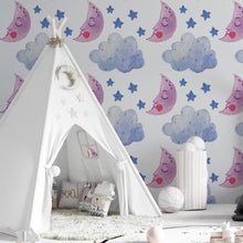 Load image into Gallery viewer, Clouds Moon and Star Peel & Stick Wallpaper N06140