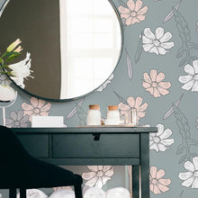 Load image into Gallery viewer, Gray Wildflowers Peel & Stick Wallpaper N06155