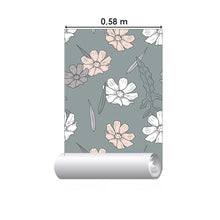Load image into Gallery viewer, Gray Wildflowers Peel & Stick Wallpaper N06155
