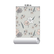 Load image into Gallery viewer, Gray and Pink Wildflowers Peel & Stick Wallpaper N06156