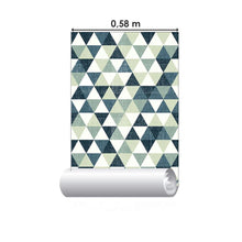 Load image into Gallery viewer, Geometric Green Triangles Peel & Stick Wallpaper N06178