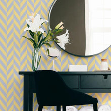 Load image into Gallery viewer, Chevron Blue and White Peel & Stick Wallpaper N06138