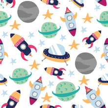 Load image into Gallery viewer, Colorful Rockets and Planets Peel & Stick Wallpaper N06212