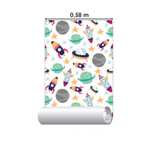 Load image into Gallery viewer, Colorful Rockets and Planets Peel & Stick Wallpaper N06212