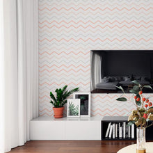 Load image into Gallery viewer, Chevron Pink and Gray Peel & Stick Wallpaper N06205
