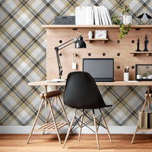 Load image into Gallery viewer, Plaid Beige Peel & Stick Wallpaper N06227