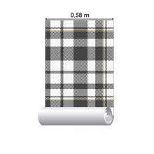 Load image into Gallery viewer, Black and White Plaid Peel & Stick Wallpaper N06230