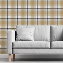 Load image into Gallery viewer, Beige and Black Plaid Peel & Stick Wallpaper N06235