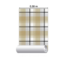 Load image into Gallery viewer, Beige and Black Plaid Peel & Stick Wallpaper N06235