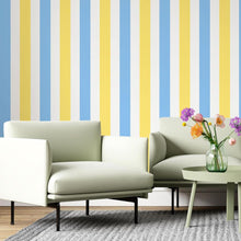 Load image into Gallery viewer, Blue and Yellow Striped Peel & Stick Wallpaper N06241