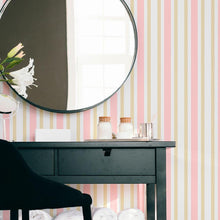 Load image into Gallery viewer, Pink Beige and White Striped Peel & Stick Wallpaper N06247