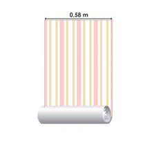 Load image into Gallery viewer, Pink Beige and White Striped Peel & Stick Wallpaper N06247