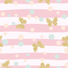 Load image into Gallery viewer, Stripes Butterflies and Polka Dot Peel & Stick Wallpaper N06258