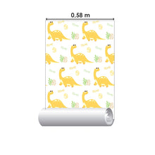 Load image into Gallery viewer, Yellow Dinosaur Peel & Stick Wallpaper N06259