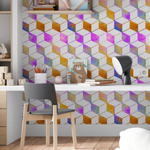 Load image into Gallery viewer, Psychedelic Cubes Peel & Stick Wallpaper N06271