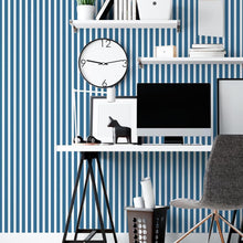 Load image into Gallery viewer, Blue and White Striped Peel & Stick Wallpaper N06277
