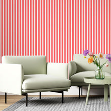 Load image into Gallery viewer, Red and White Striped Peel & Stick Wallpaper N06279