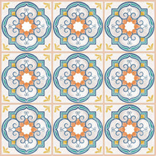 Load image into Gallery viewer, Orange and Blue Tile Retro Peel & Stick Wallpaper N07002