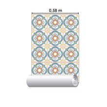 Load image into Gallery viewer, Orange and Blue Tile Retro Peel & Stick Wallpaper N07002