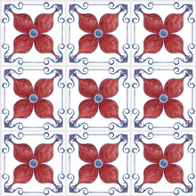 Load image into Gallery viewer, Red and Blue Tile Retro Peel & Stick Wallpaper N07003