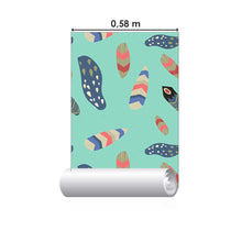 Load image into Gallery viewer, Colorful Boho Feathers Blue Peel & Stick Wallpaper N07026