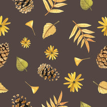 Load image into Gallery viewer, Autumn Pine Cones Flowers Brown Peel & Stick Wallpaper N07030