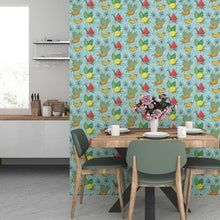 Load image into Gallery viewer, Tropical Fruits Blue Peel & Stick Wallpaper N07033